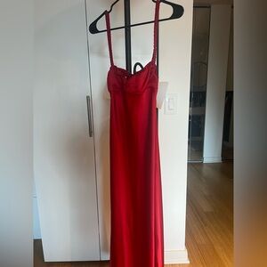 Zara Red Maxi Dress with Spaghetti Straps